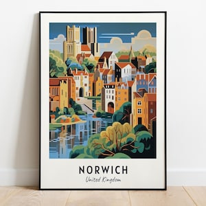 Norwich Travel Print Wall Art, Norwich - United Kingdom City Print, Norwich Travel Gift, Norwich City Poster, Digital Download, Travel Gift