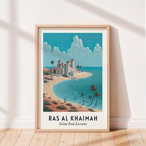 Ras Al Khaimah Travel Poster Al Marjan Island Wall Art United Arab Emirates Print Cityscape Artwork Travel Wall Decor Digital Download