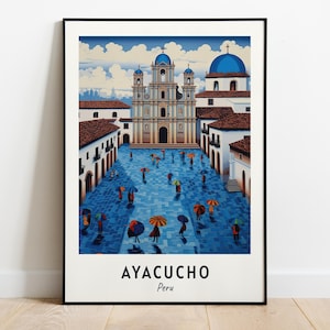 Plaza De Armas Travel Print Wall Art, Ayacucho - Peru City Print, Plaza De Armas Travel Gift, Plaza De Armas Poster, Digital Download