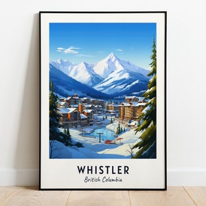 Whistler Travel Print, Whistler Ski Poster, British Columbia Ski Poster, Whistler Digital Download, Ski Resort Print