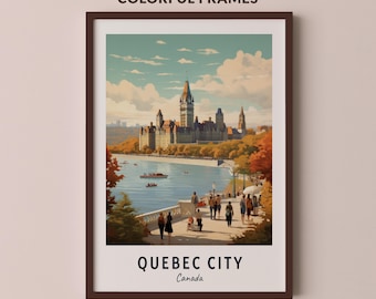 Quebec City Travel Poster Canada Print Wall Art City Print Cityscape Artwork Travel Wall Decor Digital Download Travel Gift