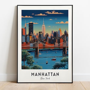 Manhattan Travel Print Wall Art, Manhattan - New York City Print, Manhattan Travel Gift, Manhattan City Poster, Digital Download, Wall Art