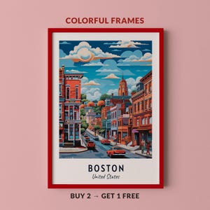 Boston Travel Poster United States Print Wall Art City Print Cityscape Artwork Travel Wall Decor Digital Download Travel Gift
