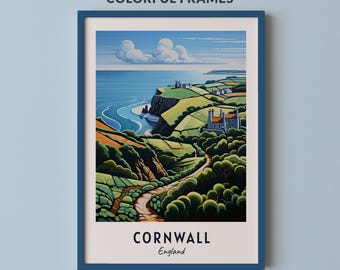 Cornwall Travel Poster England Print Wall Art City Print Cityscape Artwork Travel Wall Decor Digital Download Travel Gift