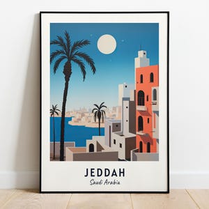 Impresión de pared con viajes a Yeda, impresión de la ciudad de Yeda (Arabia Saudita), regalo de viaje a Yeda, póster de la ciudad de Yeda, descarga digital, regalo de viaje
