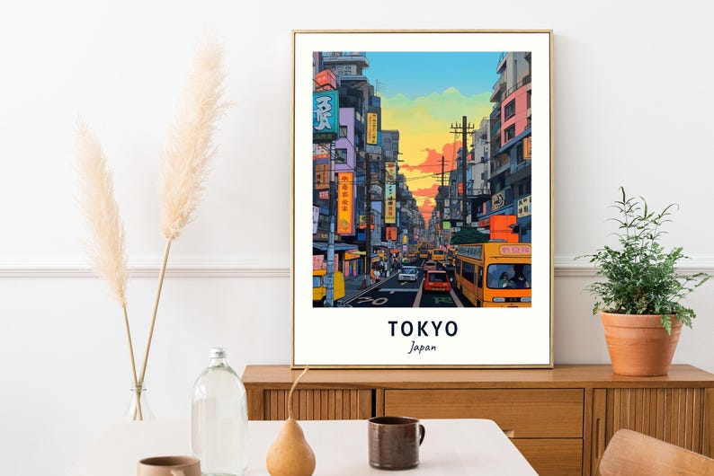 Tokyo Travel Poster Japan Print Wall Art City Print Cityscape Artwork Travel Wall Decor Digital Download Travel Gift image 5