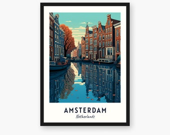 Impression de voyage d'Amsterdam, Amsterdam - cadeau de voyage aux Pays-Bas, téléchargement numérique d'Amsterdam, affiche des Pays-Bas, Amsterdam, impression de la ville d'Amsterdam