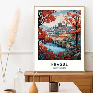 Cartaz de viagem de Praga, República Tcheca, impressão, arte de parede, impressão de cidade, paisagem urbana, arte de viagem, decoração de parede, download digital, presente de viagem imagem 5