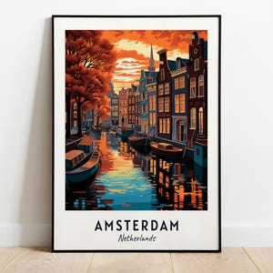 Stampa artistica da parete Amsterdam Travel, Amsterdam - Stampa della città dei Paesi Bassi, Regalo di viaggio Amsterdam, Poster della città di Amsterdam, Download digitale
