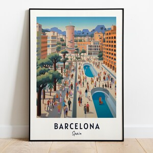 Barcelona Travel Print Wall Art, Barcelona - Spain City Print, Barcelona Travel Gift, Barcelona City Poster, Digital Download, Travel Gift