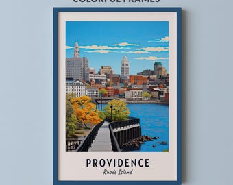 Providence Travel Poster Rhode Island Print Wall Art City Print Cityscape Artwork Travel Wall Decor Digital Download Travel Gift