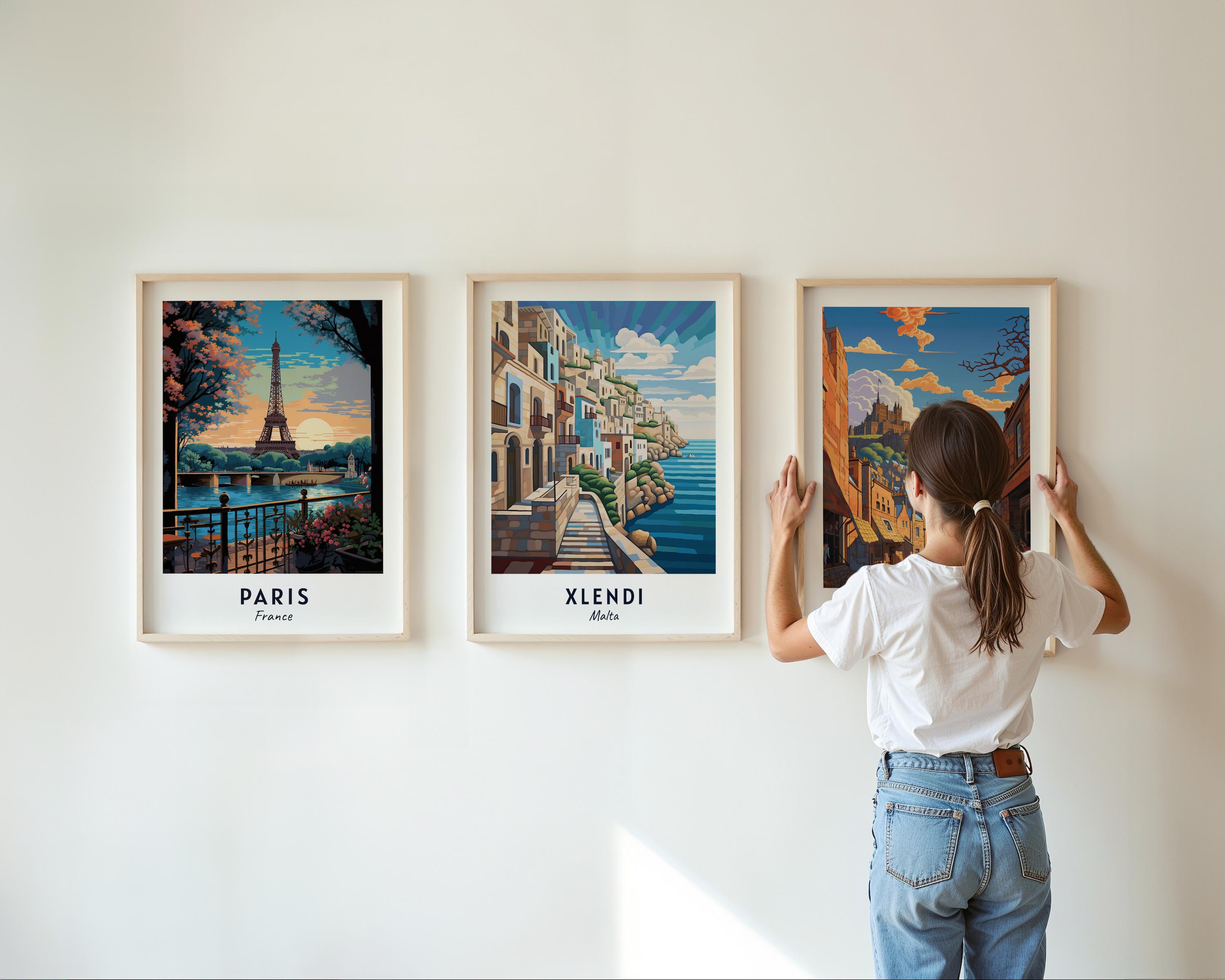 Xlendi Travel Poster Xlendi Bay Wall Art Malta Print Cityscape