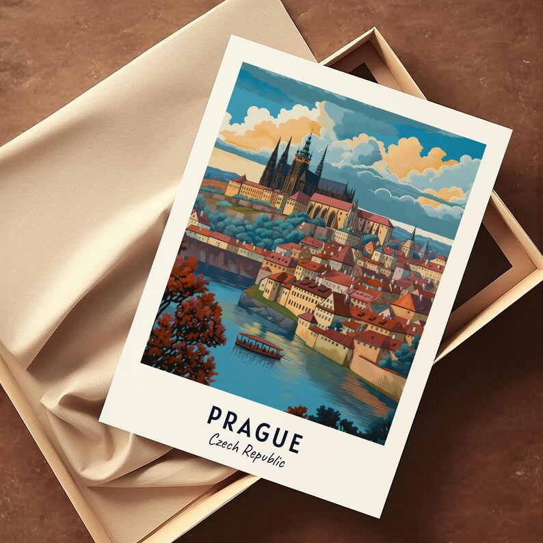 Prague Travel Poster Prague Castle Wall Art Czech Republic Print Cityscape Artwork Travel Wall Decor Digital Download Travel Gift image 2