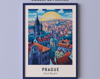 Prague Travel Poster Czech Republic Print Wall Art City Print Cityscape Artwork Travel Wall Decor Digital Download Travel Gift