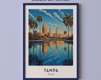 Tampa Reise Poster Florida Druck Wand Kunst Großstadt Druck Stadtbild Kunstwerk Reise Wand Dekor Digital Download Reisegeschenk