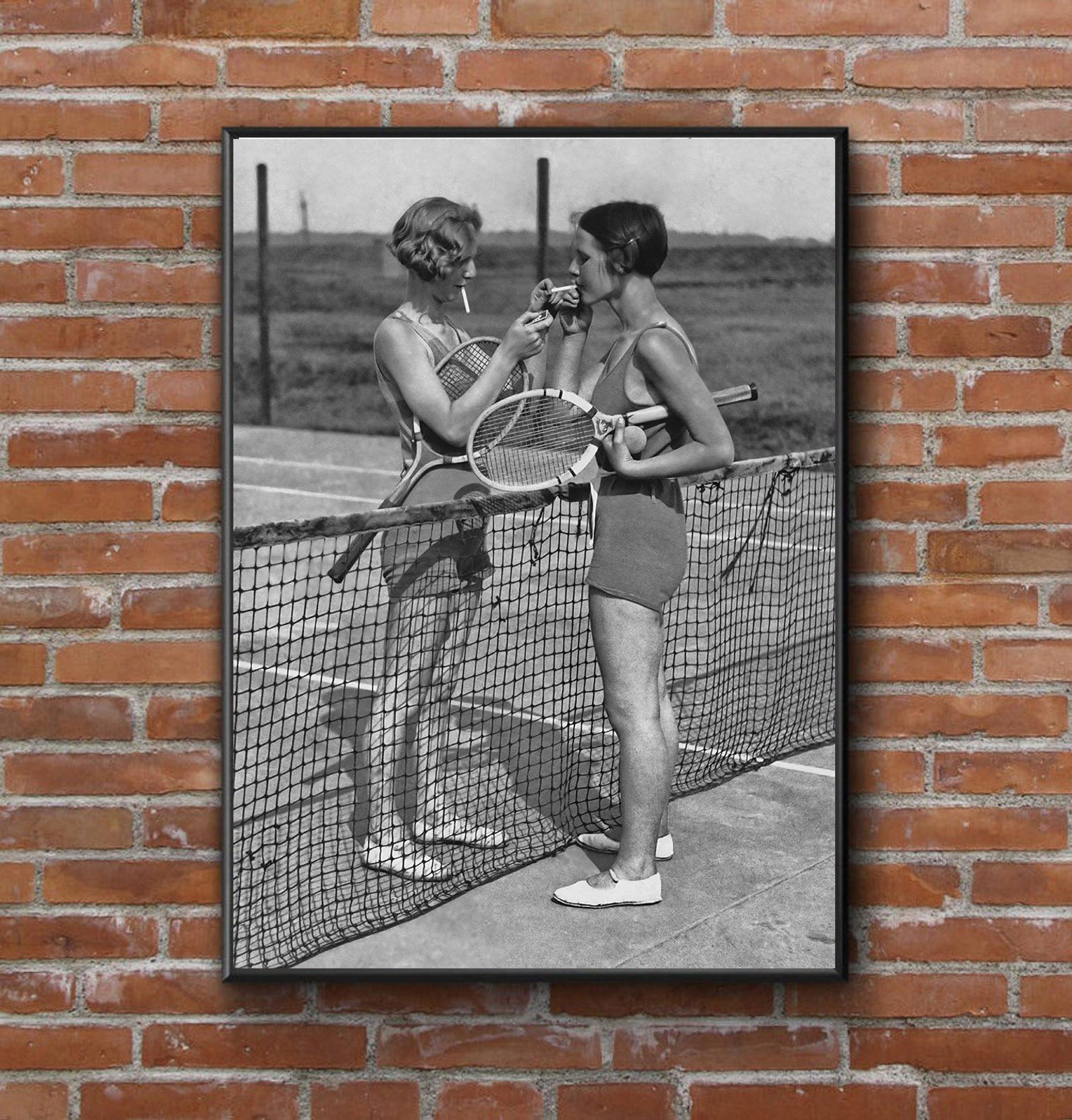 Vintage photo printable tennis women smoking cigarettes Etsy