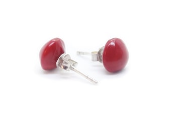 Silver studs, jumbi-beads (Adenanthera pavonina), silver studs, butterfly studs