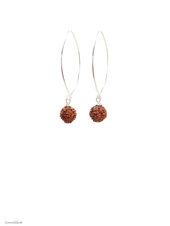 925/1000 silver earrings and 8mm untinted 5 Mukhi Rudraksha (Elaeocarpus ganitrus)