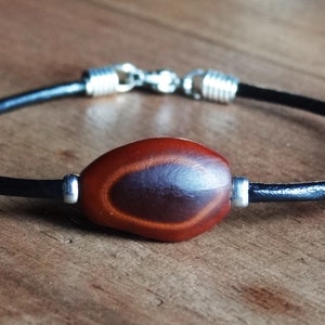 2mm leather bracelet and Guanacaste seed Enterolobium cyclocarpum harvested in the West Indies image 4