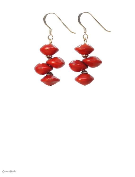 925/1000 silver earrings and Jumbi-Bead (Adenanthera pavonina)