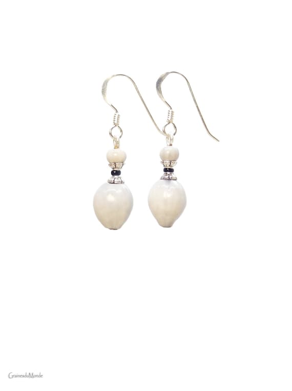 925/1000 silver earrings and 2 varieties of Job's tears from Thailand