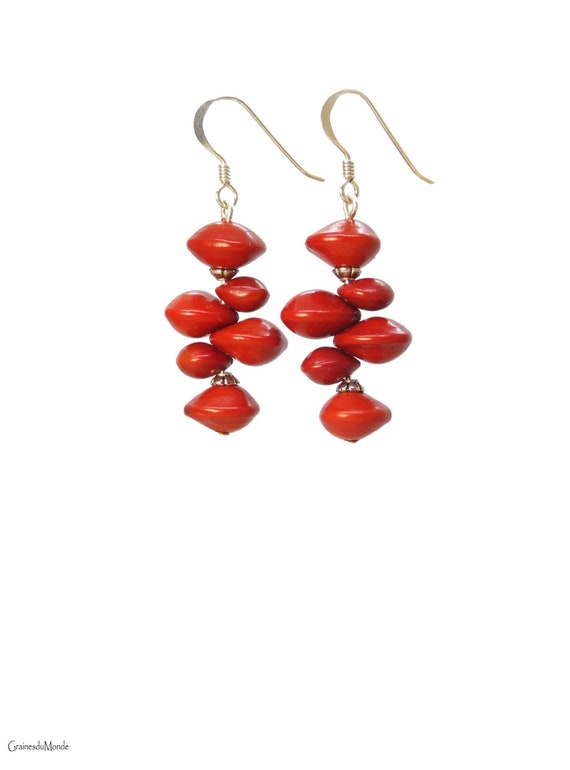 925/1000 silver earrings and Jumbi-Bead (Adenanthera pavonina / Adenanthera microsperma)