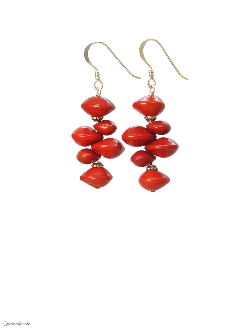 925/1000 silver earrings and Jumbi-Bead Adenanthera pavonina / Adenanthera microsperma image 1