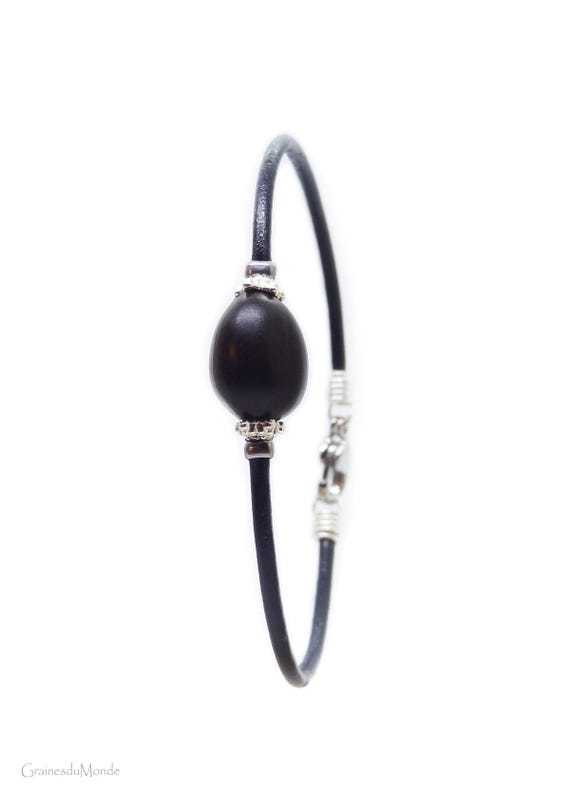 2mm leather bracelet and sacred Lotus seed (Nelumbo nucifera) collected in India