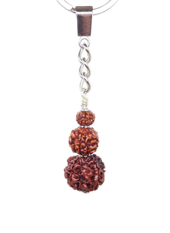 3 Rudraksha Keychain (Elaeocarpus ganitrus)