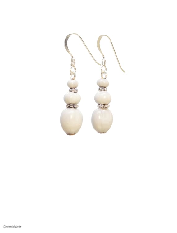 925/1000 silver earrings and 3 sizes of Job's tears from Thailand