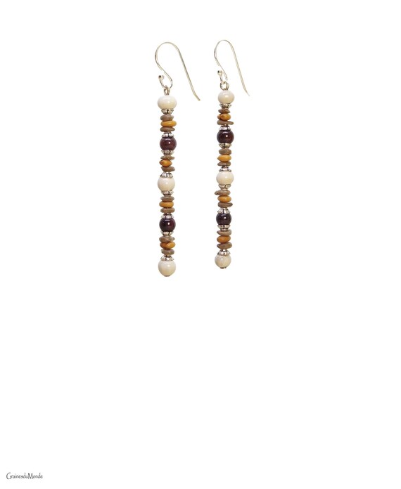 925/1000 silver earrings, seeds and garnet