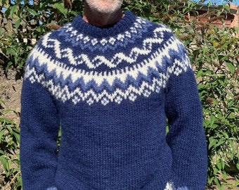 Knitted Icelandic Alafoss Lopi Wool jumper sweater 100% Icelandic lopi yarn. Made to order.