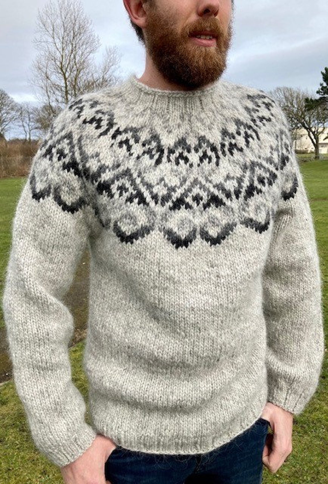 Knitted Icelandic jumper sweater 100% Alafoss Lopi Wool yarn. | Etsy