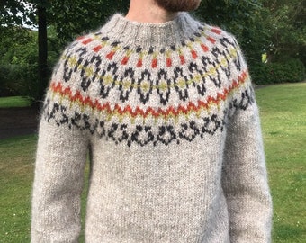 Knitted Icelandic Alafoss Lopi Wool jumper sweater using 100% Icelandic Lopi Wool.