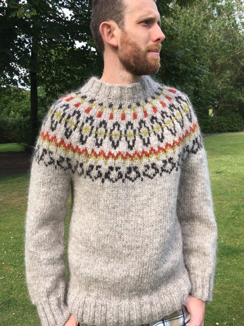 Knitted Icelandic Alafoss Lopi Wool jumper sweater using 100% Icelandic Lopi Wool. image 1