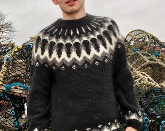 Knitted Icelandic Wool jumper sweater unisex using 100% Icelandic Alafoss Lopi. Made to order.