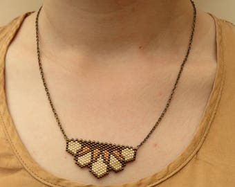 Collier avec pendentif tissé mains- Perles miyuki , perles