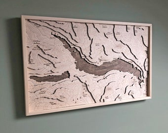 Loch Katrine / Scotland / Wooden topographic map / Trossachs / Scottish Highlands / Perthshire / Stirling / Strath Gartney / Wall hanging