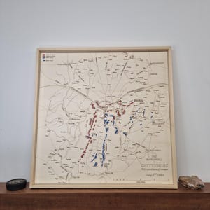 3D Gettysburg Battlefield Map: American Civil War Engraved Wood Art