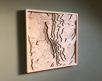 Helvellyn & Thirlmere / Topographic Map / Striding Edge / Swirrel Edge / Nethermost Pike / Dollywaggon / Wooden Map / Laser Engraved