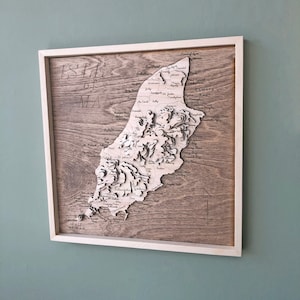 Isle of Man / Wooden Topographic Map / Irish Sea / Douglas / Manx Museum / TT SNAEFELL / MANX / Laxey / Ramsey Laser Engraved