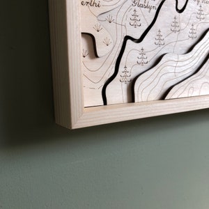 Llyn Dinas Wooden topographic map / North Wales / Beddgelert / River Glaslyn / Snowdonia / Nant Gwynant / Lake Llyn Dinas / Framed Artwork image 7