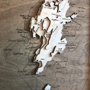 Gigha Island Wooden topographic Map / Scotland / Kintyre peninsula / Isle of Gigha / Giogha / North Atlantic / Hebridean Islands / Artwork image 5