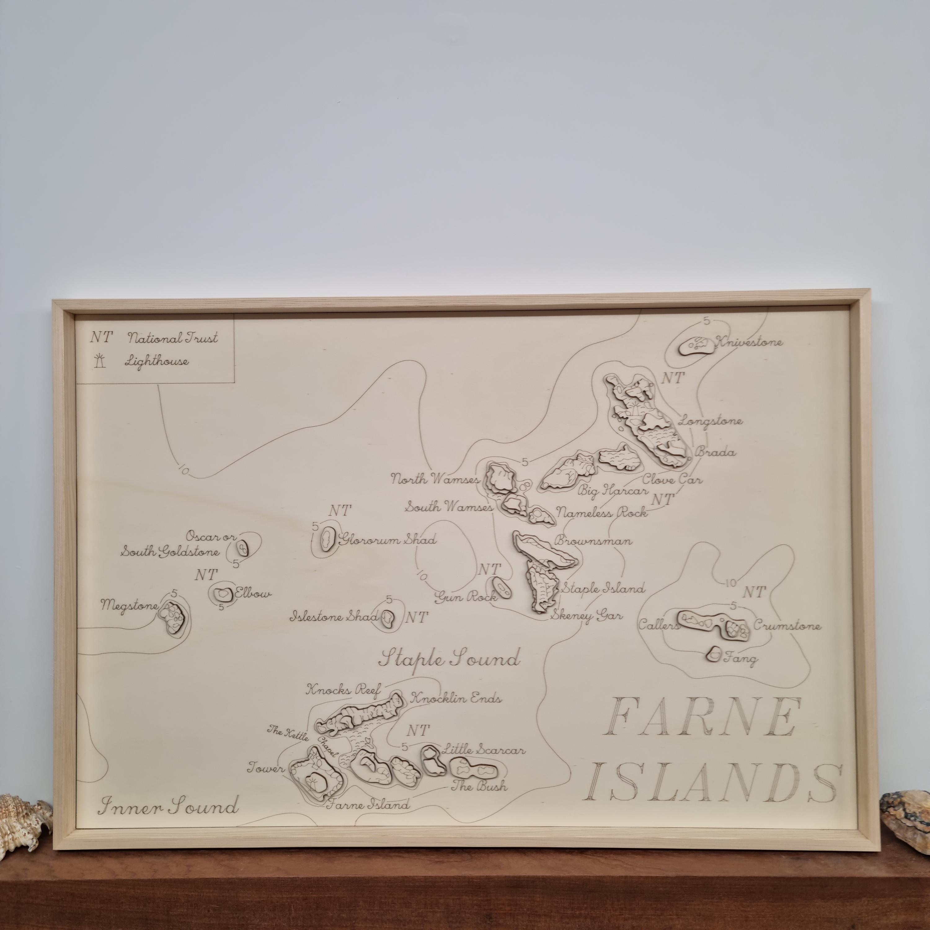 Farne Islands Wood Topographic Map: Personalized Engraved 3D Art - Etsy