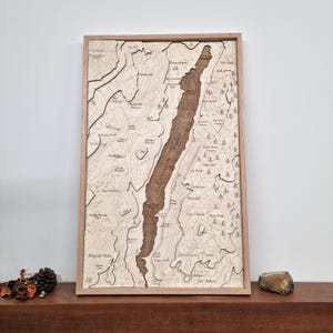 Personalized Coniston Water Wooden 3D Map: Lake District Topography