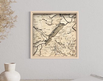 Lago Bala / Llyn Tegid / Snowdonia / Galles / Red Pike / Gwynedd / Bala / Mappa topografica in legno / Natale / Presente / Anniversario / Matrimonio