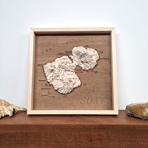 Soay Scotland 3D Wooden Map Art: Cuillin Hills, Inner Hebrides Personalised Gift