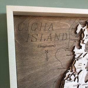 Gigha Island Wooden topographic Map / Scotland / Kintyre peninsula / Isle of Gigha / Giogha / North Atlantic / Hebridean Islands / Artwork image 4