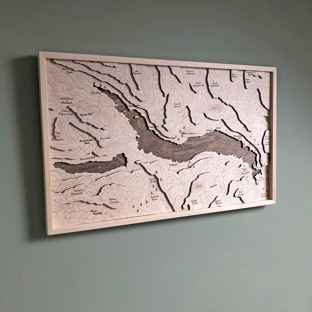 Loch Katrine / Scotland / Wooden topographic map / Trossachs / Etsy 日本