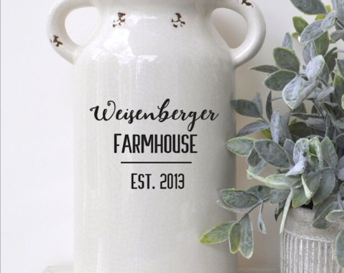 Personalized White Milk Jug Vase Custom Farmhouse Decor Etsy